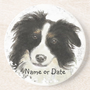 Porta-copos Data feita sob encomenda ou border collie