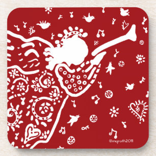 Porta copos de anjo de trompete vermelho