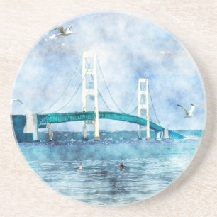 Porta copos de Aquarela da Ponte Mackinac
