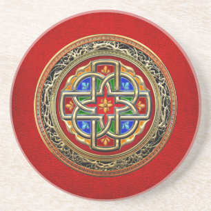 Porta-copos De Arenito [200] Cruz Celta [Dourado+Enamel]