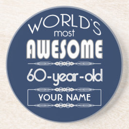 Porta-copos De Arenito 60º aniversário do mundo Melhor Azul Escuro Fabulo