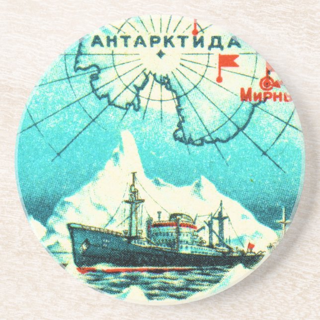 Porta-copos De Arenito A Antártica 1956 (Frente)