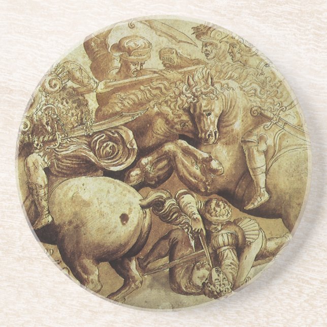 Porta-copos De Arenito A Batalha de Anghiari por Leonardo da Vinci (Frente)