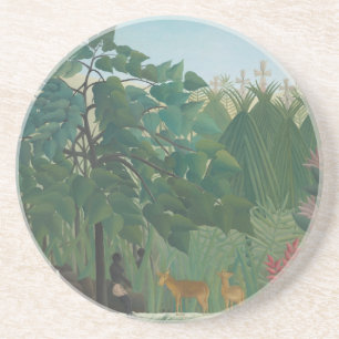 Porta-copos De Arenito A Cachoeira de Henri Rousseau, Arte Fino Antigo