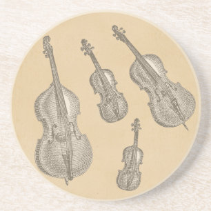 Porta-copos De Arenito A lápis velho amarrado desenhos dos instrumentos