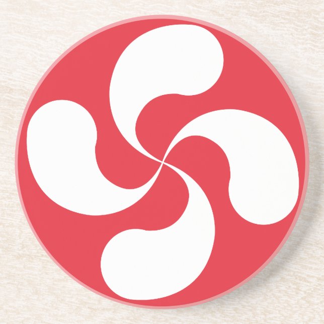 Porta-copos De Arenito Abaixo - - vidro Cruz Basca “Lauburu " (Frente)