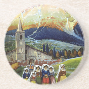 Porta-copos De Arenito Abruzzo Itália Arte de Poster de Viagem Vintage co
