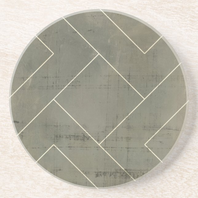 Porta-copos De Arenito Abstrato Blueprint com Formas Geométricas (Frente)