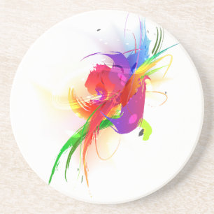 Porta-copos De Arenito Abstrato Rainbow Lorikeet Paint Splatters