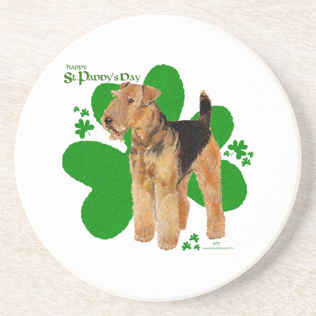 Porta-copos De Arenito Airedale Terrier St Paddy (Frente)