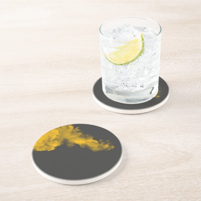 Porta copos de arenito Amarelo com Parte de Trás T (Lateral)