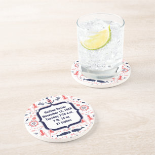 Porta-copos De Arenito Âncora náutica do Marinho,Padrão de Octopus de bal