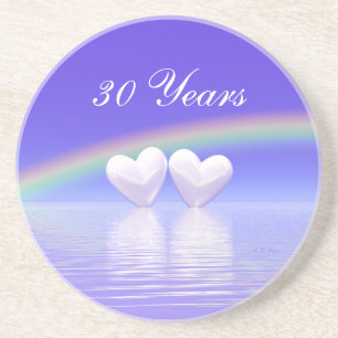 Porta-copos De Arenito Aniversário de 30 anos Pearl Hearts