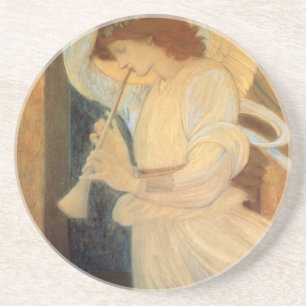 Porta-copos De Arenito Anjo que joga o Flageolet por Burne Jones
