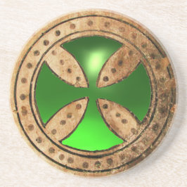Porta-copos De Arenito ANTIQUE TEMPLAR CRUZA Gem Emerald Verde