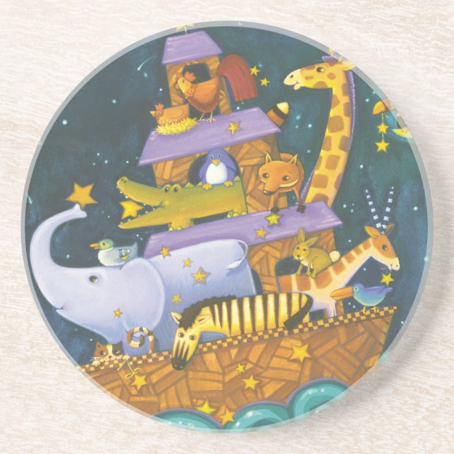 Porta-copos De Arenito Arca na noite (Frente)