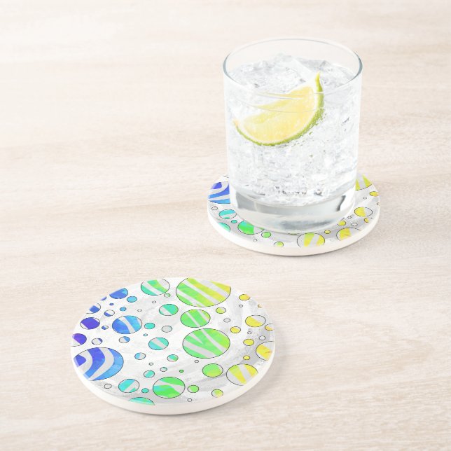 Porta-copos De Arenito Arco-íris de Zebra e Estampa Branca (Lateral)