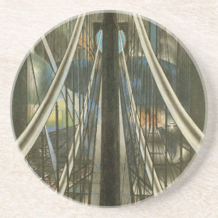 Porta-copos De Arenito Arquitetura Vintage de Nova Iorque, Ponte do Brook