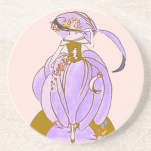 Porta-copos De Arenito Art Deco Costumed Lady