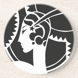 Porta-copos De Arenito Art Deco Lady