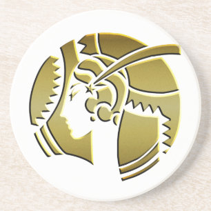 Porta-copos De Arenito Art Deco Lady in Dourado