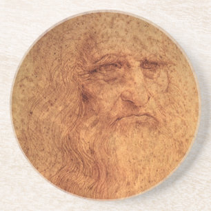 Porta-copos De Arenito Arte da Renascença Autorretrato de Leonardo da Vin