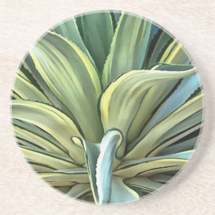 Porta-copos De Arenito Arte Realista Agave Tropical