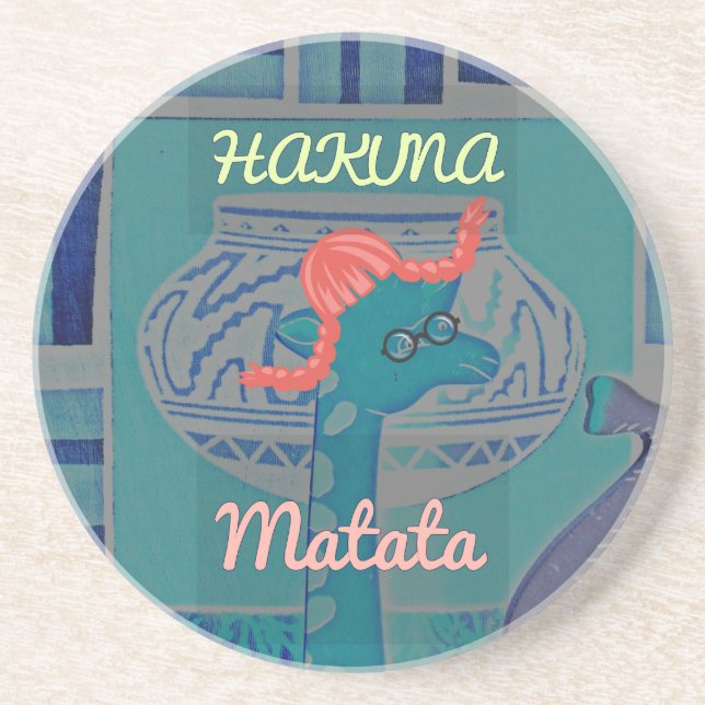 Porta-copos De Arenito Arte sobre Girafa Reproduzida: Uma Delícia African (Frente)