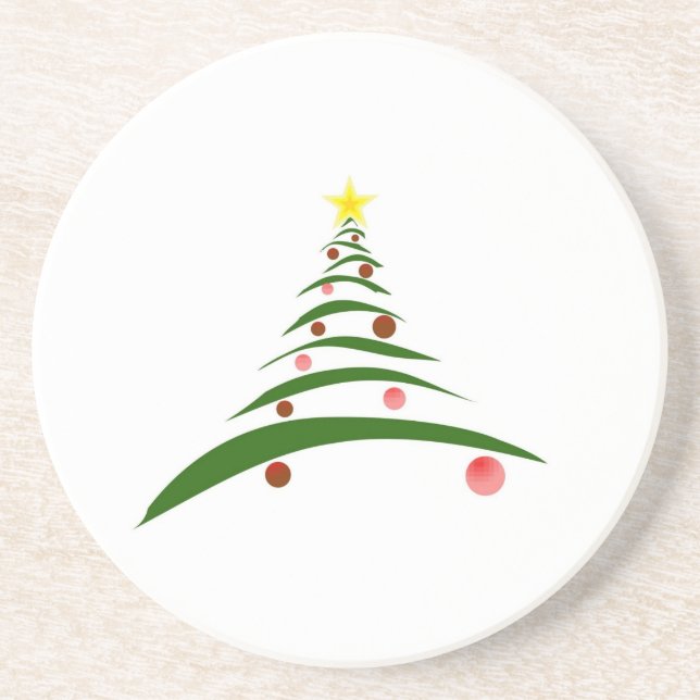 Porta-copos De Arenito Árvore de Natal na moda (Frente)