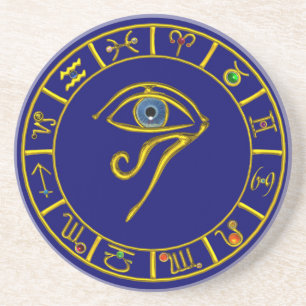 Porta-copos De Arenito ASTRAL HORUS EYE,BLUE TALISMAN Astrology Chart