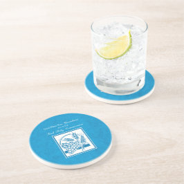 Porta-copos De Arenito Avô Primeiro Comunhão Azul, Trigo, Uvas