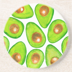 Porta-copos De Arenito Avocado fatias aquarela