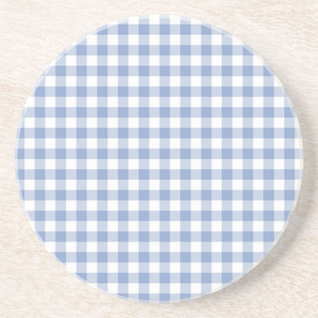 Porta-copos De Arenito Azul Gingham Country (Frente)