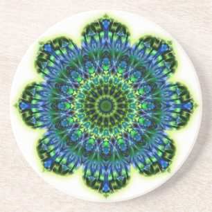 Porta-copos De Arenito Azul verde da mandala