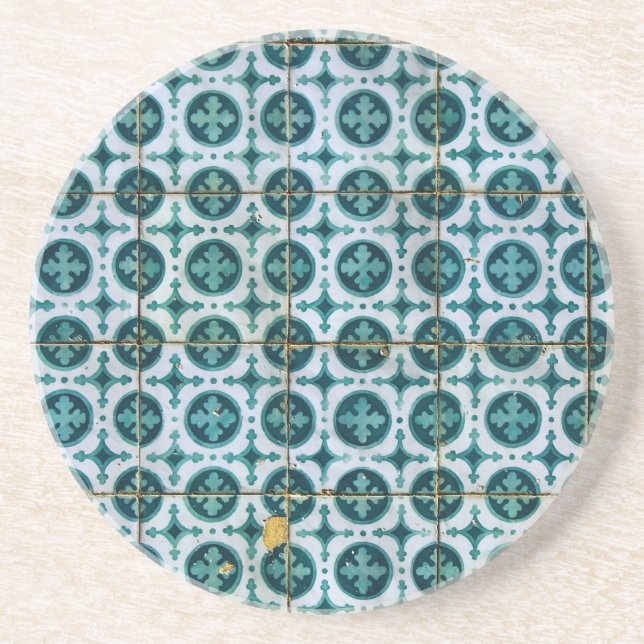 Porta-copos De Arenito Azulejos, Portuguese Tiles (Frente)