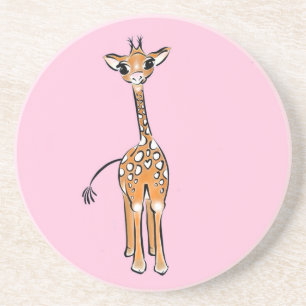 Porta-copos De Arenito Baby Giraffe - rosa