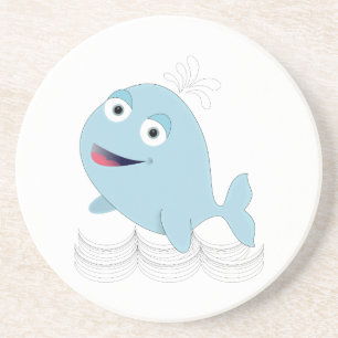 Porta-copos De Arenito Baleia Azul