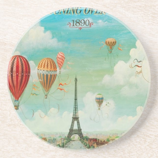 Porta-copos De Arenito Balonismo sobre Paris (Frente)