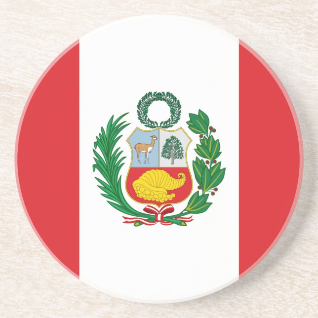 Porta-copos De Arenito Bandeira do Peru (Frente)