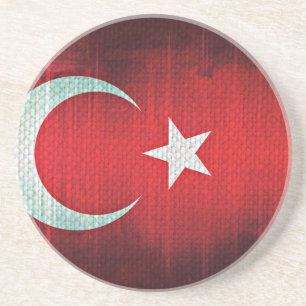 Porta-copos De Arenito Bandeira Estilizada da Turquia