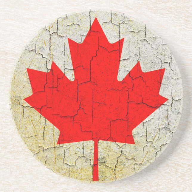 Porta-copos De Arenito Bandeira Grunge Canada (Frente)