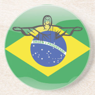 Porta-copos De Arenito Bandeira lustrosa brasileira