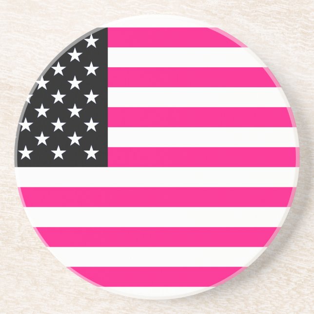 Porta-copos De Arenito bandeira rosa americana (Frente)