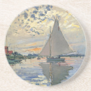 Porta-copos De Arenito Barco à Vela de Monet Impressionismo Francês Arte