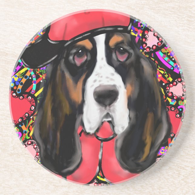 Porta-copos De Arenito Basset Hound (Frente)