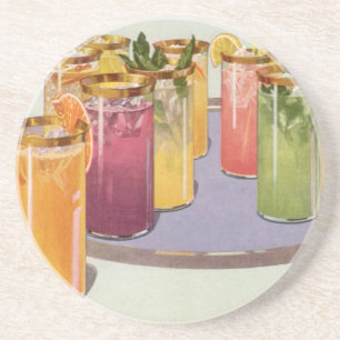 Porta-copos De Arenito Bebidas Antigas, Bebidas com Cubos de Gelo em uma