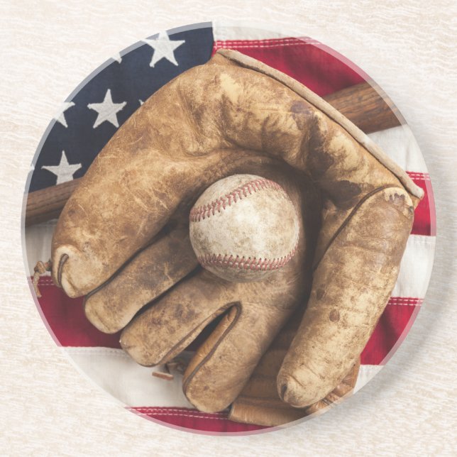Porta-copos De Arenito Beisebol Vintage (Frente)