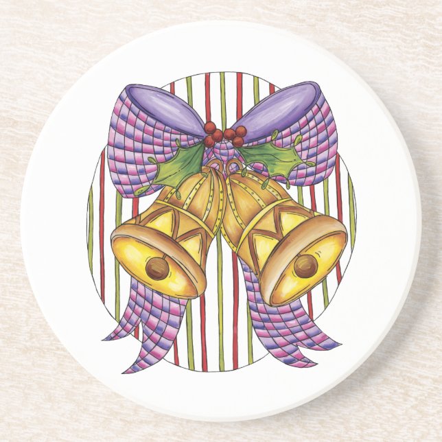 Porta-copos De Arenito Belinhos bonitos de natal com fita e Arco (Frente)