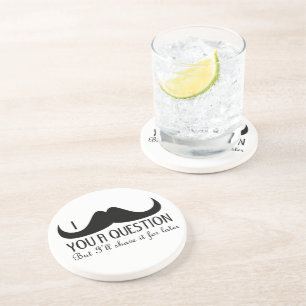 Porta-copos De Arenito Bigode na moda e legal de I você uma pergunta