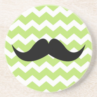 Porta-copos De Arenito Bigode padrão chevron verde arenito sedento
